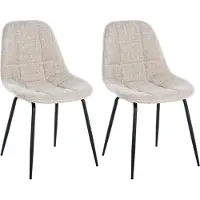 CLP Tom Set van 2 Eetkamerstoelen - Zonder armleuning - Fauteuil - creme Stof