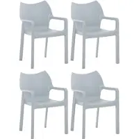 CLP Diva Set van 4 tuinstoelen - Stapelbaar - Weerbestendig - Met armleuningen - licht grijs