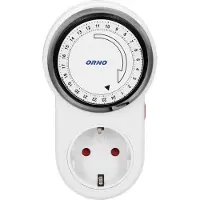 ORNO Tijdschakelaar voor binnen Doorvoerstekker 24 uur instelbaar met spanning van 230 V - Analoge timer schakelaar - Schakelklok stopcontact 24 uur instelbaar - Wit