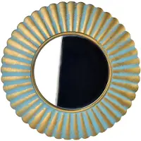 Mondex Decoratieve spiegel Glas DAZ 40x40x3 cm Turquoise/Goud 1 stuk
