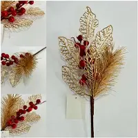 Markenlos Kunststof dennengroen met rode bessen, 12 stuks, voor kerstdecoratie