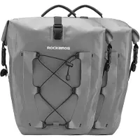 RockBros , 2 stuks bagagetas voor fiets, 100% waterdicht, fietstas met een inhoud van 25-32 liter, met handvat, grijs