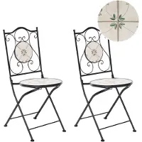 Beliani CARONA - Tuinstoel set van 2 - Zwart - Metaal/Keramiek