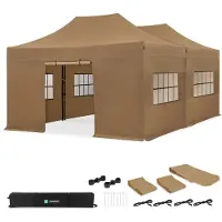 Vonroc Partytent - 6x4.5 m - Premium easy-up Partytent | set incl. 2x Tent, Zijwanden en koppelsysteem – Beige