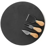 Homla - B2STONE Draaiplateau Serveerplank met Mes - Leisteen Kaasplank - Draaiend Tapas Bord - Luxe Serveerplank Kaas - Borrelplank - Snack Plateau met Draaisysteem - Ø30cm - Zwart