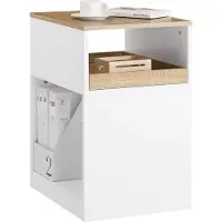 SoBuy ASK08-WN Printertafel met wieltjes en opbergkast