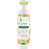 Klorane Productbeschrijving: Shampoo voor kinderen. 81% natuurlijke samenstelling. Maakt het kammen makkelijker. Met perzikgeur. Vrij van siliconen. Zonder zeep. Junior: Ontwarrende shampoo