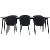 Ebuy24 Ellis eethoek tafel 85x230cm en 6 teddy stoelen zwart.