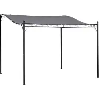 Merax Pergola 3x3 m – Tuinpaviljoen met Dak – Wand Pergola Metaal – Overkapping voor Terras & Tuin – Waterafvoer & UV-bescherming – Grijs