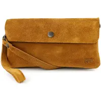 Bear design Suède Clutch / Mini Schoudertasje Lydia Cognac