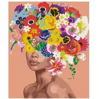 Ce - Malen op Nummer - Vrouw met Bloemen - 40x50cm - Inclusief Penseel