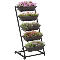 Outsunny plantenstandaard - 5 etages - met wielen - bruin