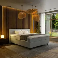 Mörgenn Boxspring Horizon - Pocketvering - 9-Baans Hoofdbord - Lichtgrijs - 160 x 220