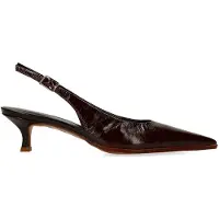Manfield - Dames - Bruine lakleren slingbacks - Maat 36
