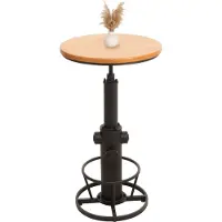 MCW Bartafel -N20, bistrotafel countertafel, in hoogte verstelbare zwenkvoetsteun industrieel massief hout Ø 61 cm ~ natuur