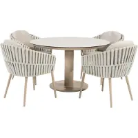 4 Seasons Outdoor Sarah Eva dining tuinset 120xH75 cm rond keramiek latte Taste 4SO