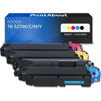 PrintAbout Toner TK-5270K/C/M/Y Zwart + 3 kleuren Multipack geschikt voor Kyocera