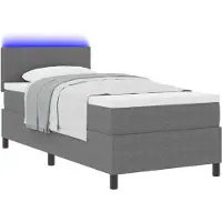 vidaXL LED boxspringbed, lichtgrijs en wit, 100 x 200 cm, cordstof