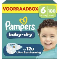 Pampers Baby-Dry Maat 6 - 188 Luiers - 13kg-18kg - Voorraadbox