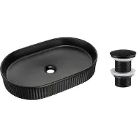 Comad Beyond waskom met ribbel 56x36cm met clickwaste zwart mat