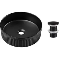 Comad Beyond waskom met ribbel 36x36cm met clickwaste zwart mat