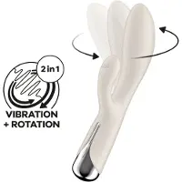 Satisfyer - rabbit vibrator met roterende clitorisstimulator - beige