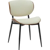 CLP Enid Eetkamerstoel - bezoekersstoel - met rugleuning en bekleding - metalen frame - Kunstleer/walnoot/creme