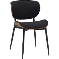 CLP Enid Eetkamerstoel - bezoekersstoel - met rugleuning en bekleding - metalen frame - Stof/walnoot/zwart