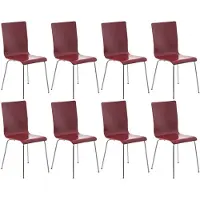 CLP Pepe Set van 8 Wachtkamerstoelen - Houten zitting rood
