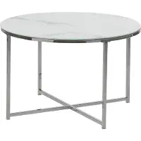 Beliani QUINCY - Salontafel - Wit/Zilver - Veiligheidsglas
