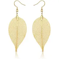LGT JWLS Dames Oorbellen Blad - Oorhangers Leaf - Goudkleurige Sieraden