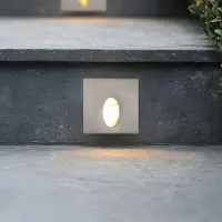 LumenXL Vierkante inbouw wandlamp met ovale opening voor buiten 3W - zilver