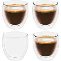Intirilife 4x dubbelwandig transparant espressoglas Koffieglas Theeglas Thermoglas Decoratieglas Espressoglas