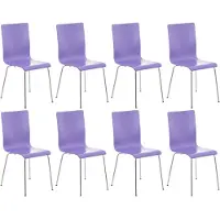 CLP Pepe Set van 8 Wachtkamerstoelen - Houten zitting purper