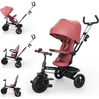 Kinderkraft ASTON 2 PLUS - Driewieler - Meegroeiend - Verstelbare Duwstang - Roze