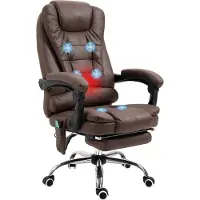 Vinsetto -Bürostuhl mit Massagefunktion-Polyester, Schaumstoff-65B x 70T x 111-119H cm-Braun