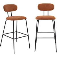 Sweeek - 2 barkrukken gebogen hout walnootkleur en waterafstotende stof, poten mat zwart metaal - l 44 x b 51 x h 103cm - erin