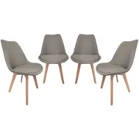 Sweeek - Set van 4 stoffen scandinavische stoelen, poten van beukenhout - nils