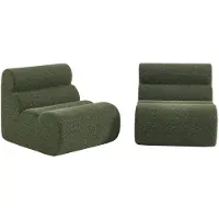 Sweeek Stoffen fauteuils effect alpaca 1 zitplaats (set van 2) Kaki