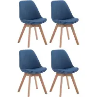 CLP Borneo V2 Set van 4 eetkamerstoelen - Stof blauw natura
