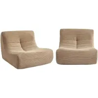 Sweeek Fauteuil corduroy Sokol 1 zitplaats (set van 2) Donkerbeige