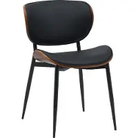 CLP Enid Eetkamerstoel - bezoekersstoel - met rugleuning en bekleding - metalen frame - Kunstleer/walnoot/zwart