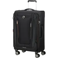 American Tourister Wanderlite Spinner M - Uitbreidbaar 73/81 liter - 68x43x29/32 cm - shadow black zachte koffer