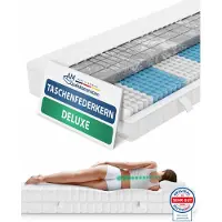 AM Qualitätsmatratzen 3D Deluxe pocketveringmatras 200 x 200 cm H4 24cm - Made in Germany & OEKO TEX-gecertificeerd - Ergonomisch matras met Lyocell-hoes - 7-zone pocketveringmatras