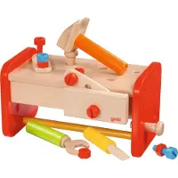 Goki Werkbank en Gereedschapskist - 2 In 1 - 27,5X17,5X15Cm - Met Toebehoren - 3 Jaar
