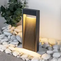 LumenXL Staande buitenlamp Andrew met geribbeld design 40 cm - antraciet