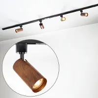 LumenXL Modern 1-fase railsysteem 1,5 meter zwart met walnoot houtlook - Loek