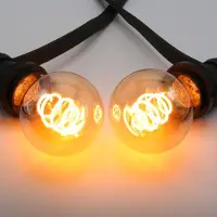 LumenXL Prikkabel set met 5 watt lampen met croissant spiraal en amber glas: optie dimbaar