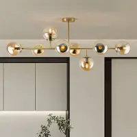 LumenXL Design plafondlamp goud met amber glazen bollen - Osem