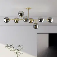 LumenXL Design plafondlamp goud met smoke glazen bollen - Osem